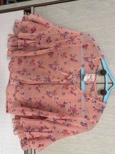 Sheer Floral Kimono Top with Ruffle Sleeves