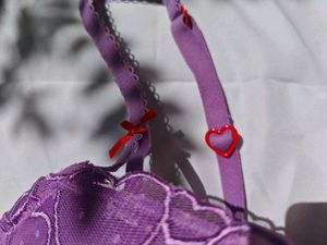 Purple Heart Print Bra
