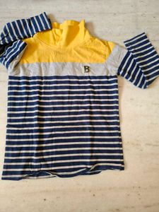 Striped High Neck Top