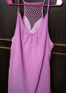 Purple Sheer Cami Top with Crochet Back