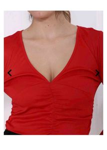Chic Ruched V-Neck Long Sleeve Top(bodysuit)