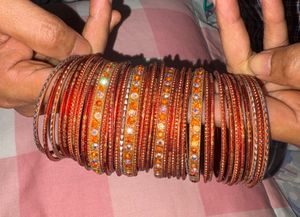 Beautiful Traditional Copper Orange Stone Bangle