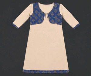 Beige & Royal Blue Kurta for Women