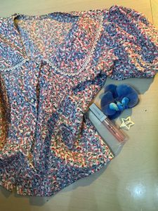 Chic Floral Print Puff Sleeve Top