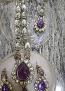 Stunning Purple &amp; Silver Necklace Set