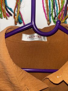 Camel Brown Long formal  Shirt Kurti