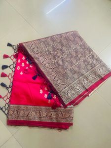 Beautiful Pink Banarasi Silk Saree