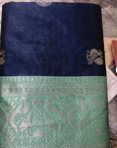Brand new Elegant Navy Blue Silk Saree