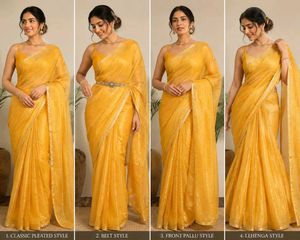 😱 only aaj ka offer 🔥party wear 💞Yellow  Saree�