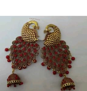 Peacock Design Jhumka Earrings
