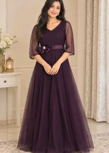 Elegant Plum Net Gown