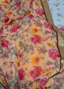 Peach Floral Saree with Embellishments