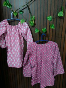 Two Pink Printed short Kurtas