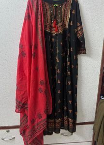 Black &amp; Red Ethnic Kurta Set