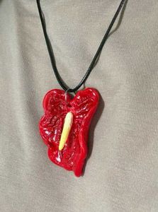 Beautiful Anthurium Flower Pendant Necklace