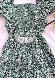 Floral Green Flared Dress