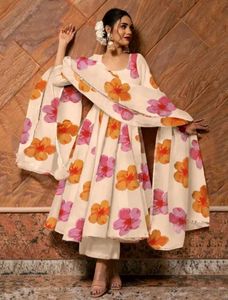 Beautiful Anarkali suit with dupatta and pant