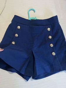 Navy Blue Button-Front Skort