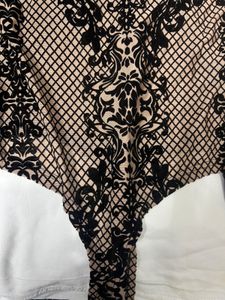 Elegant Black &amp; Beige Damask Top