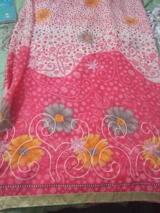 Beautiful Pink Floral Saree with Blouse