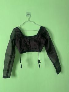 Elegant Black Sheer Sleeve Blouse
