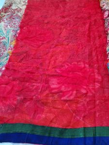 Printed Saree With Work &amp; Unstitched Blouse