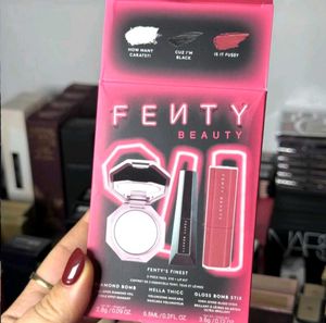 fenty beauty highlighter and lipstick combo