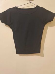 Ruched Black Crop Top