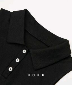 Sleeveless Black Polo Crop Top