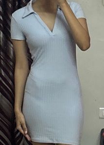 Ribbed Polo Neck Mini Dress