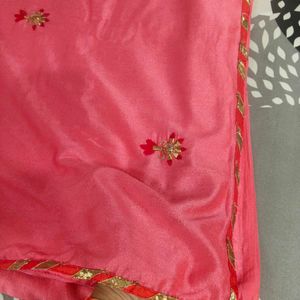 Elegant Pink Saree with Gold Border