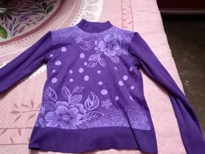 Purple Floral Knit Sweater