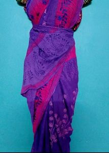 purple colour cotton saree