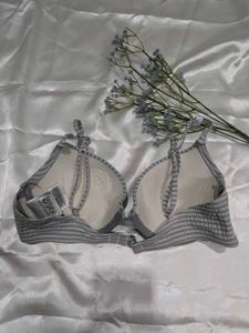 Grey Striped Bra
