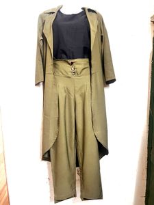 Olive Green 3-Piece Pant Suit