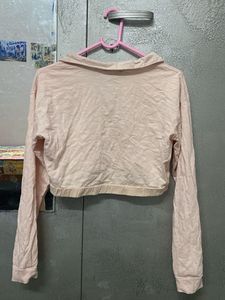 Pale Pink Cropped Long Sleeve Top