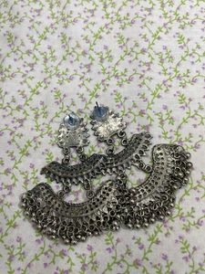 Oxidized Silver Jhumka Earrings