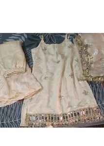 Elegant Cream Kurta Set with Sharara