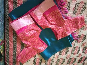 Teal Saree with Pink Blouse