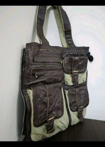 Stylish Brown &amp; Khaki Hobo Bag with multipockets