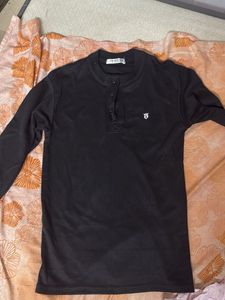 Men's Black Long Sleeve Henley Shirt
