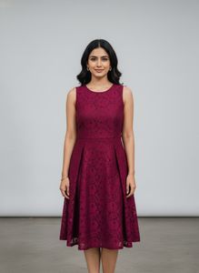 Burgundy Lace Sleeveless Dress