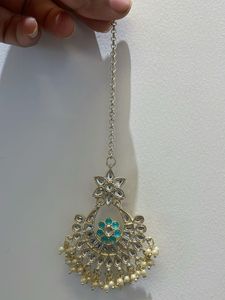 Elegant Maangtika with Pearls &amp; Stones