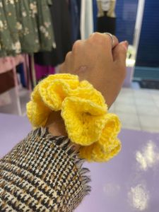 Handmade Yellow Crochet Scrunchie