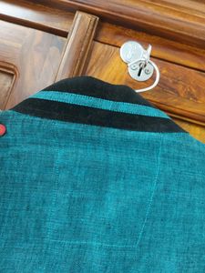 Linen Partywear Teal Blue Shirt MEN