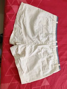 Cream Shorts with Striped Detail