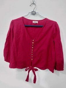 Chic Pink Tie-Front Crop Top