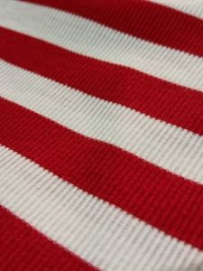 Red &amp; White Striped Lace Top