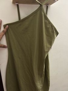 Olive Green Spaghetti Strap Mini Dress
