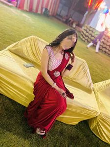 Readymade Maroon Saree with Designer Blouse